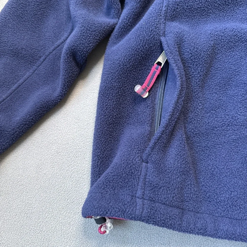 VTG LL Bean‎ Fleece Jacket Womens Petite Small Navy Full Zip Polartec Boxy Cozy